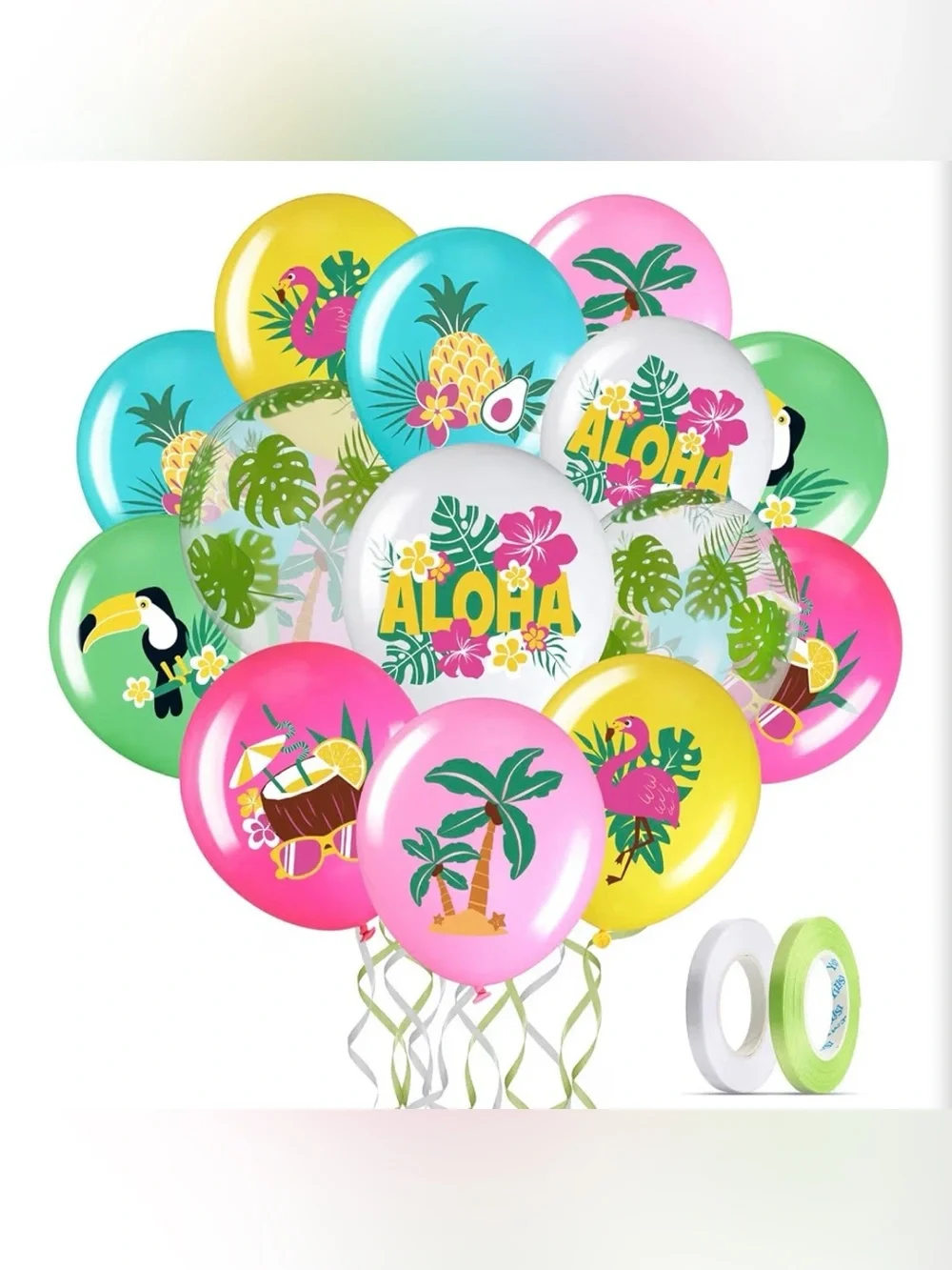 Aloha 🌺 🍍 🌴 Tropical Party Balloons - Multi Color
